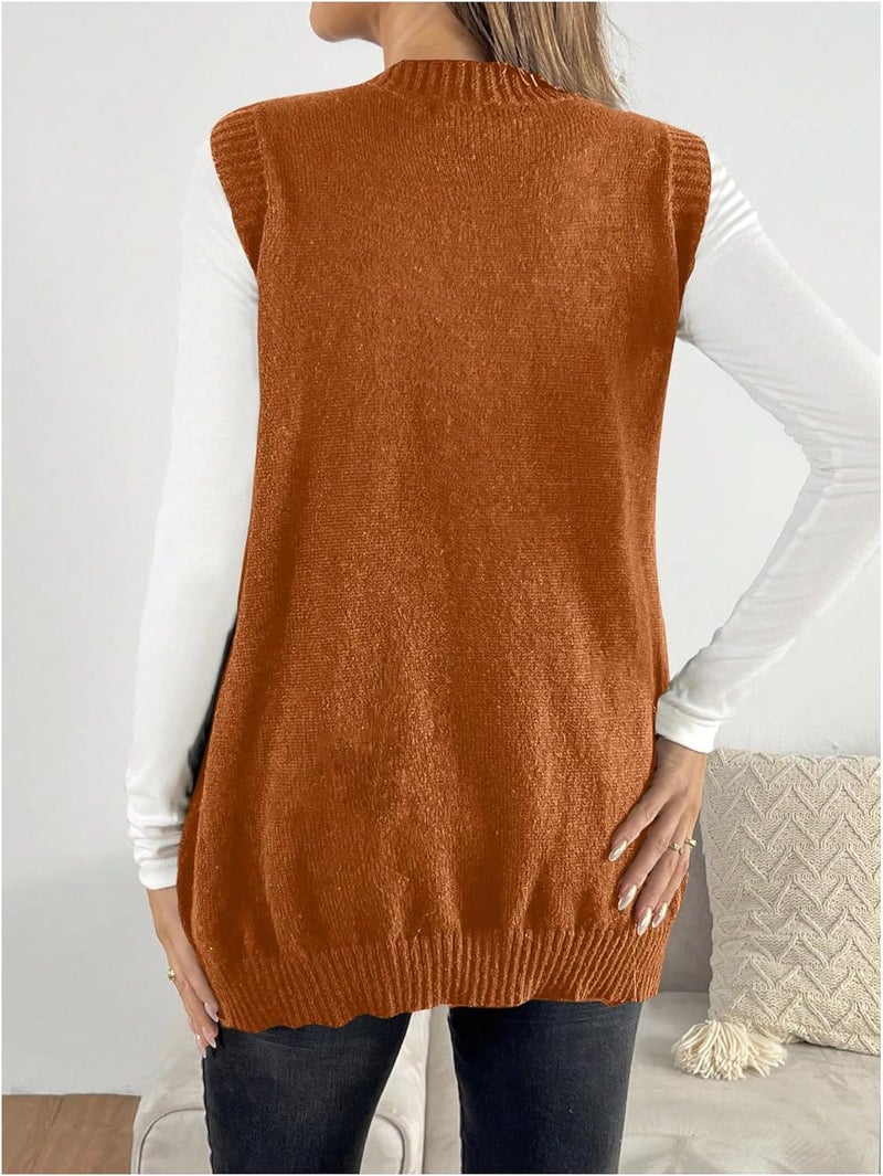 OYOANGLE Women's Maternity V Neck Sweater Vest Pregnancy Sleeveless Pullover Knitted Tank Top - Image 3